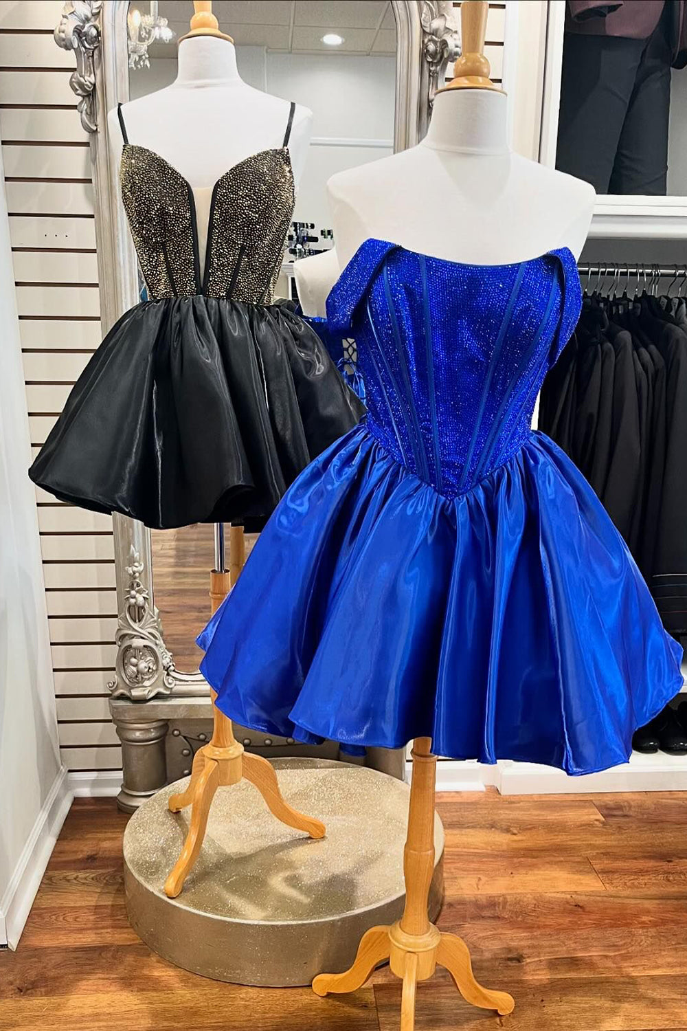 Sparkly Blue Off The Shoulder Corset A Line Short Homecoming Dress