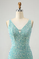 Sparkly Sage Sequins Tight Short Homecoming Dress With Fringes