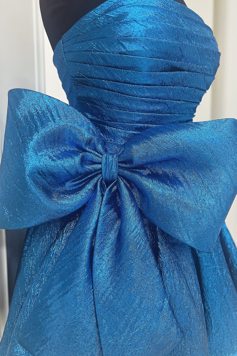 Blue Strapless Corset A Line Short Homecoming Dress With Bow