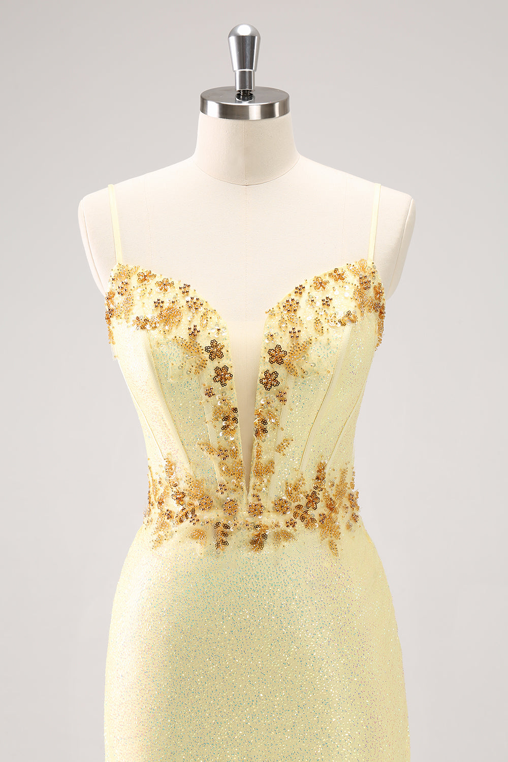 Yellow Sparkly Corset Tight Short Homecoming Dress with Sequins