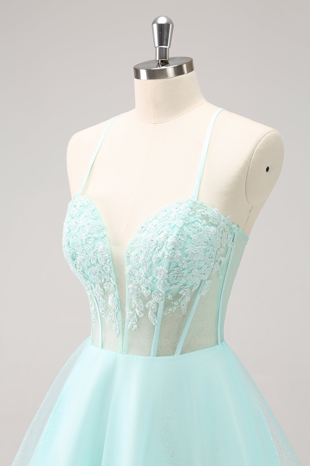 Green Corset A Line Short Homecoming Dress with Lace