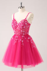 Sparkly Blush Floral Corset A-Line Short Homecoming Dress