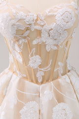 Sparkly White Corset A-Line Floral Short Homecoming Dress