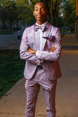 Chic Grey Purple Shawl Lapel 2-Piece Men's Prom Suit