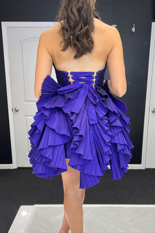 A-Line Royal Blue Sweetheart Short Homecoming Dress with Ruffles