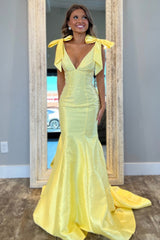 Sparkly Yellow Sweetheart Mermaid Long Prom Dress