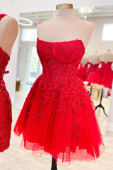 Sparkly Fuchsia Corset Lace A-Line Tulle Homecoming Dress