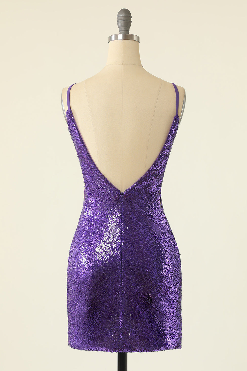 Spaghetti Straps Dark Purple Cocktail Dress