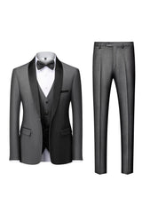 Timeless Grey Shawl Lapel Men's 3-Piece Suit