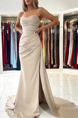 Elegant Mermaid Strapless Evening Dress with Split On Sale