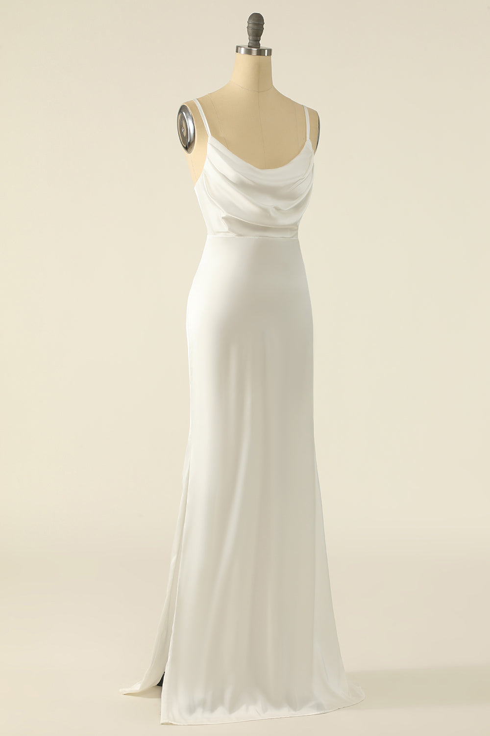 Effortless Ivory Satin Simple Bridal Dress