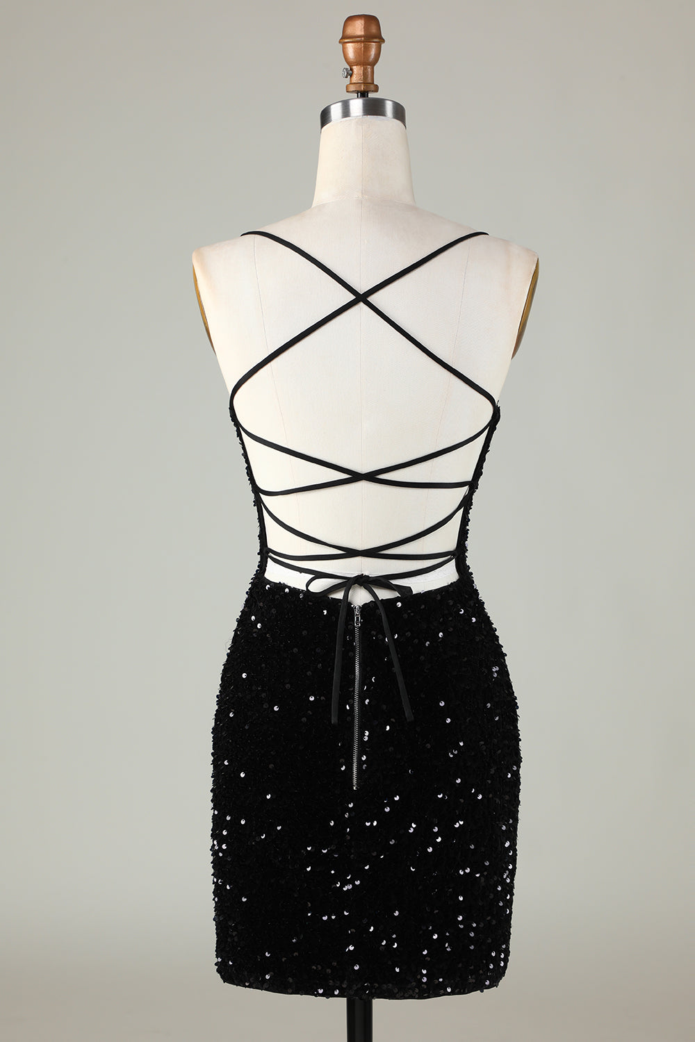 Glitter Black Zipper Back Tight Sequins Short Homecoming Dress