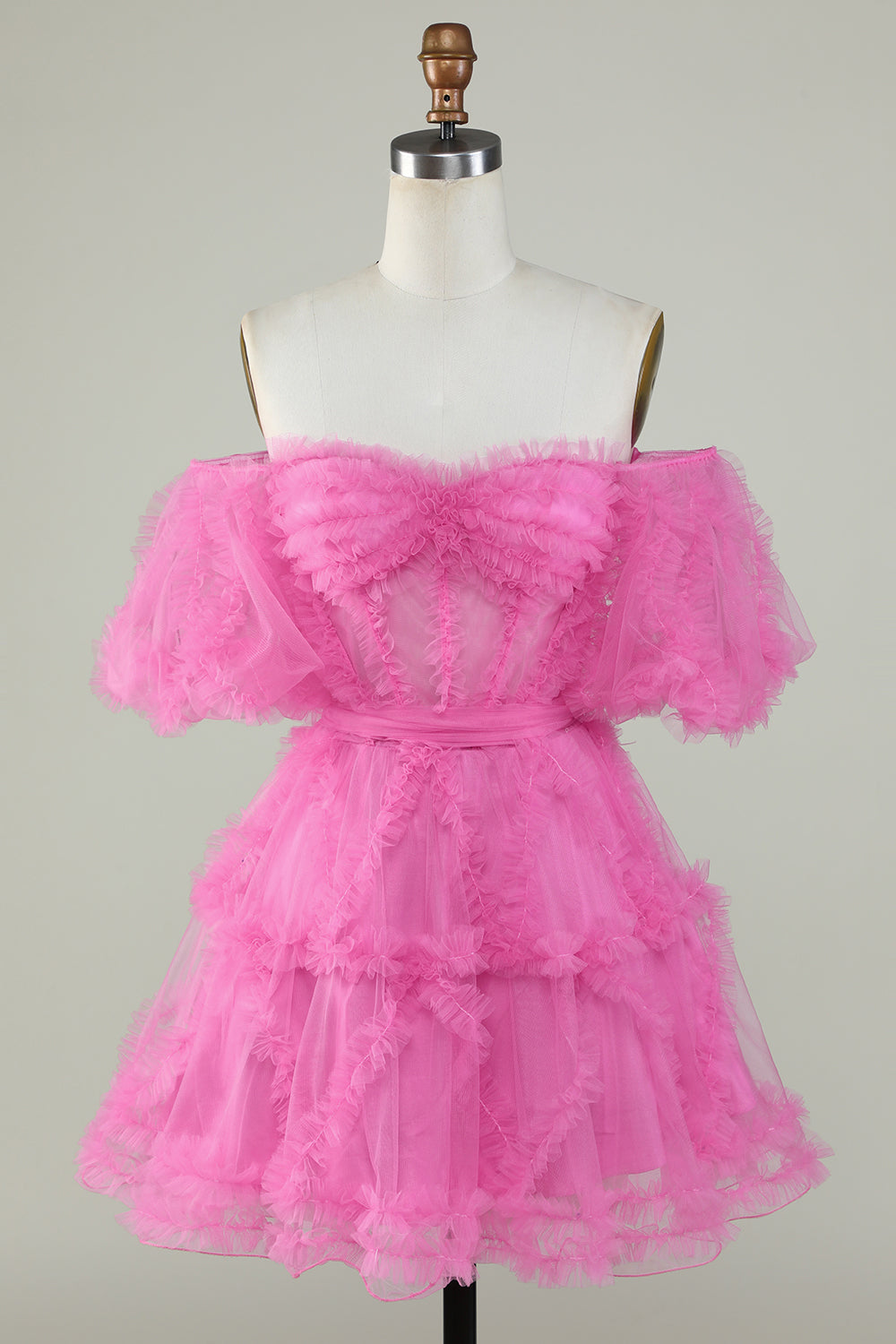 Fuchsia Corset A-Line Short Homecoming Dress