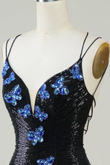 Sparkly Royal Blue Sequins Beaded Tight Short Homecoming Dress