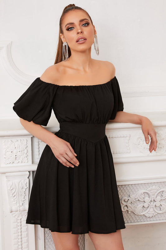 Black Off the Shoulder Cocktail Dress