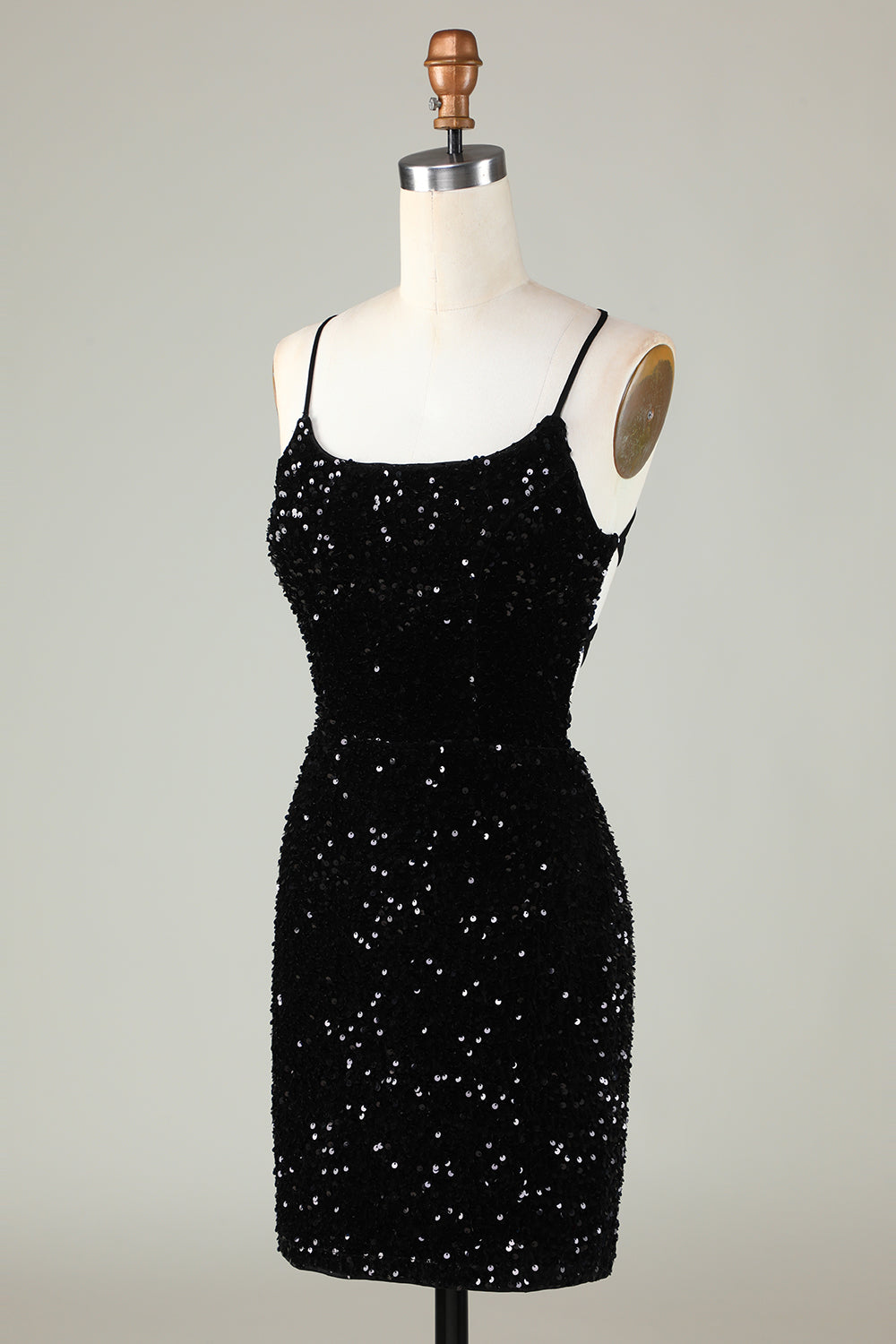 Sparkly Black Zipper Backless Sequins Tight Short Homecoming Dress