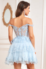 Pink Corset A-Line Short Homecoming Dress with Lace