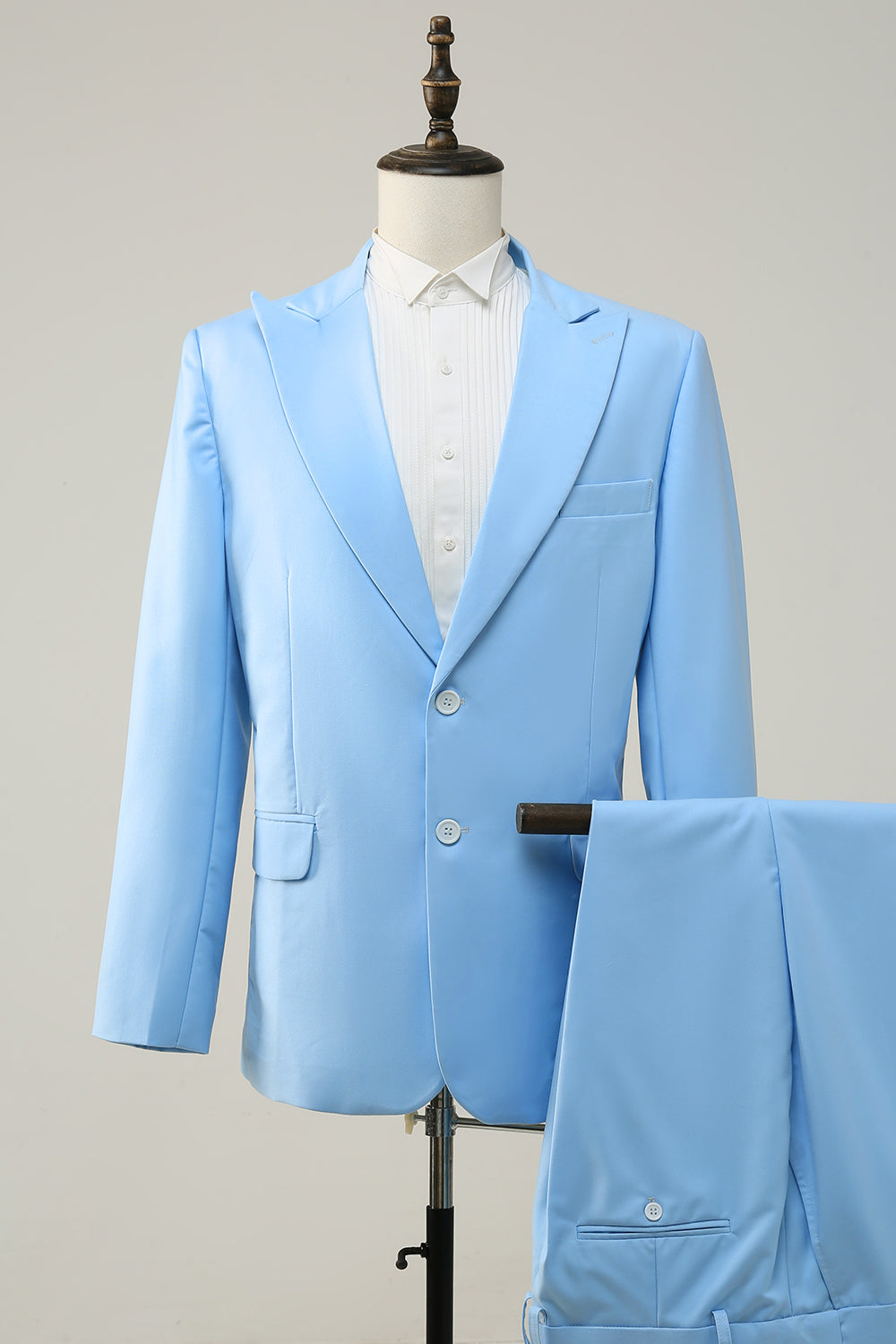 Stylish Peak Lapel Single-Breasted Sky Blue Men's Prom Suit