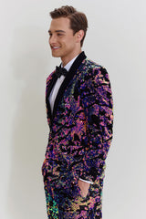 Dazzling White Sequins Two-Piece Suit with Shawl Lapel One-Button Prom Tuxedo