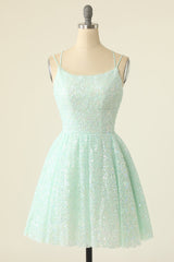 Light Green Sequined A-Line Homeoming Dress