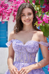 Pink Corset A-Line Short Homecoming Dress with Lace