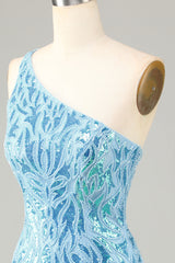 Sparkly Blue Beaded Fringed Tight Short Homecoming Dress