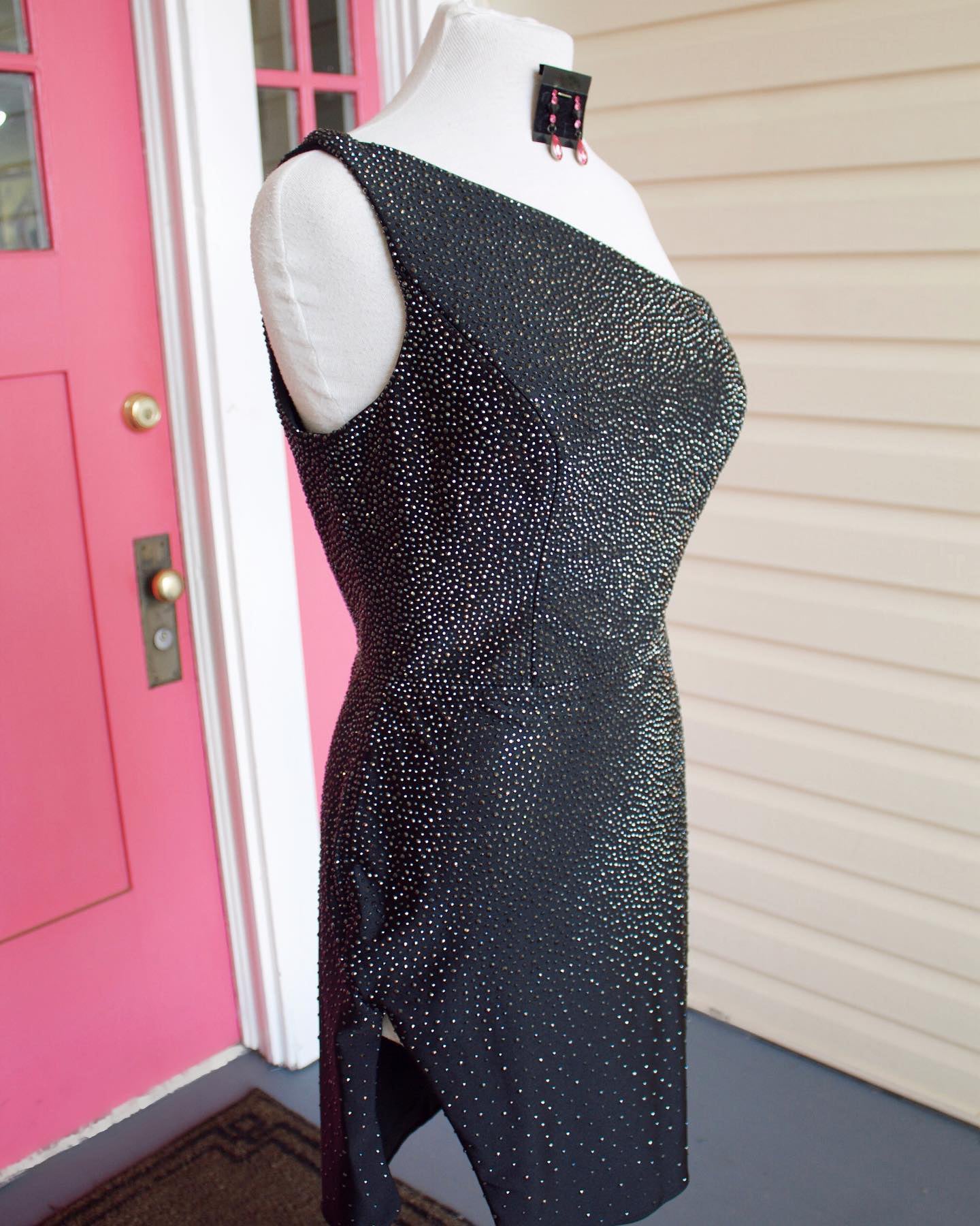 Sparkly Dark Green Sequins One Shoulder Tight Homecoming Dress with Slit