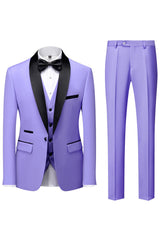 Stylish Black Shawl Lapel 3-Piece Men's Suit