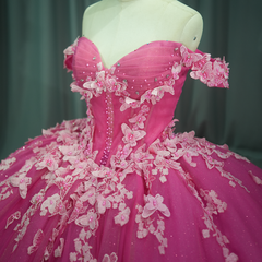 Pink Quinceanera Dress Sweet 15 Evening Dress Crystal Sleeveless Ball Gown Dress