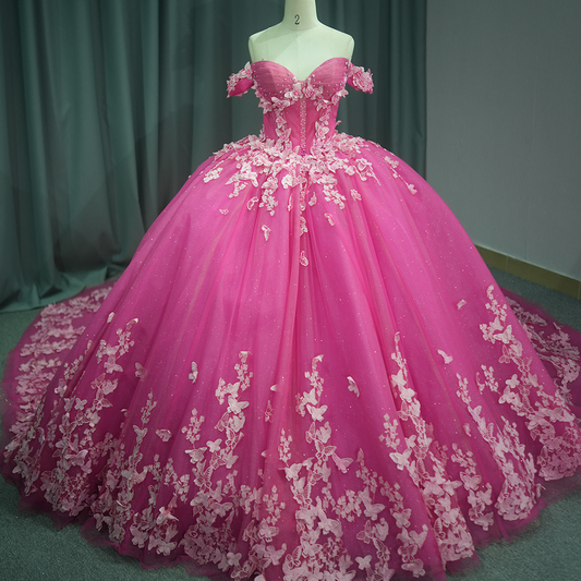 Pink Quinceanera Dress Sweet 15 Evening Dress Crystal Sleeveless Ball Gown Dress