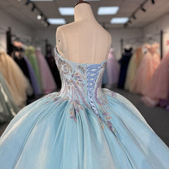 Blue Quinceanera Dress Sweet 15 Evening Dress Crystal Beading Ball Gown Dress