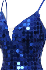 Royal Blue Sparkly Sequins Tight Short Homecoming Dress