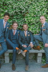 Stylish Grey Green 3-Piece Peak Lapel Groom Suit