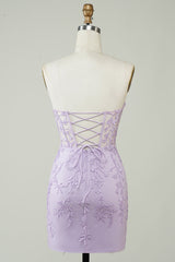 Bodycon Sweetheart Purple Corset Homecoming Dress with Appliques