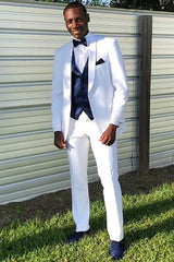 Sophisticated White Shawl Lapel 2-Piece Prom Suit