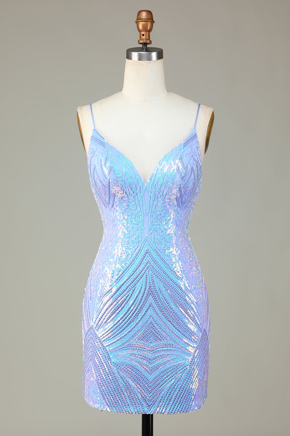 Glitter Blue Sequins Tight Short Homecoming Dress