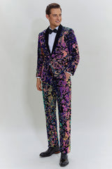 Dazzling White Sequins Two-Piece Suit with Shawl Lapel One-Button Prom Tuxedo