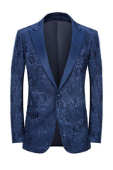 Stylish Peak Lapel Black Jacquard Men's Prom Suit