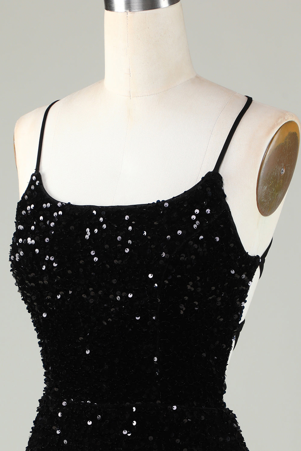 Sparkly Black Zipper Backless Sequins Tight Short Homecoming Dress