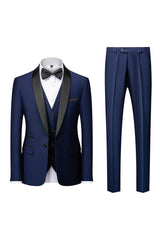 Timeless Grey Shawl Lapel Men's 3-Piece Suit