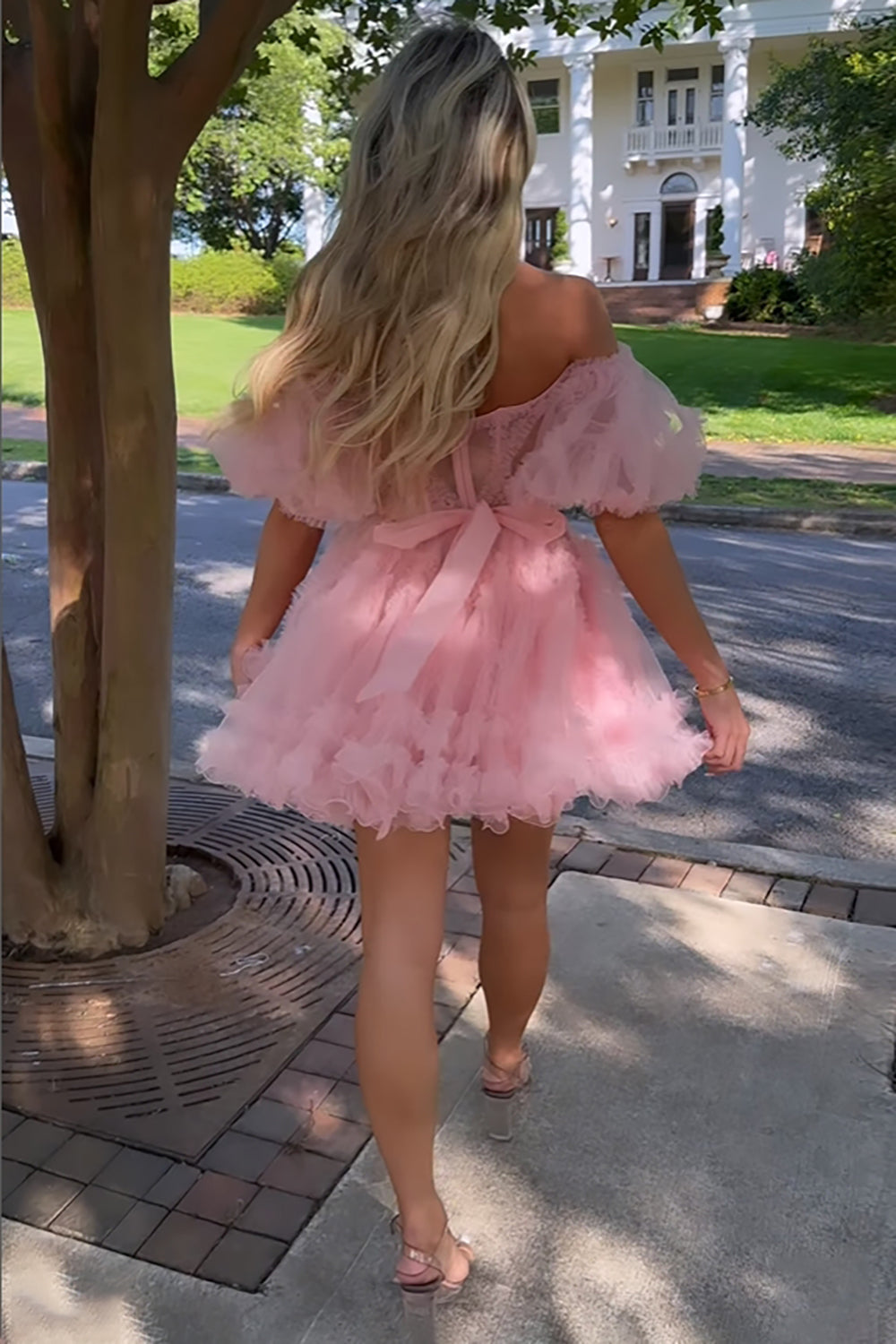 Light Pink Corset A-Line Short Homecoming Dress