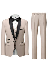 Stylish Black Shawl Lapel 3-Piece Men's Suit