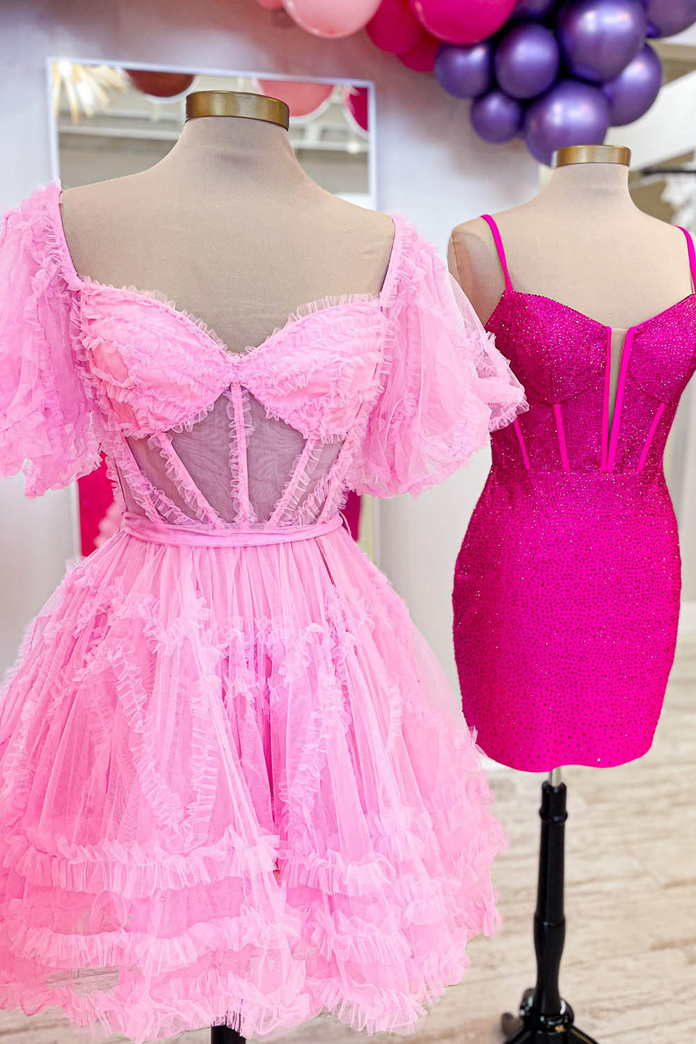 Light Pink Corset A-Line Short Homecoming Dress