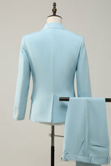 Stylish 2-Piece Light Blue Notched Lapel Men's Prom Suit