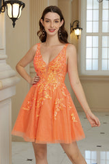 Sparkly Orange A Line Glitter Homecoming Dress with Sequins