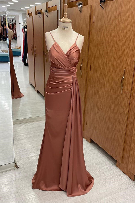 Elegant V-Neck Spaghetti-Straps Mermaid Evening Dress On Sale