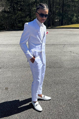 Elegant White Peak Lapel 2-Piece Prom Wedding Suit