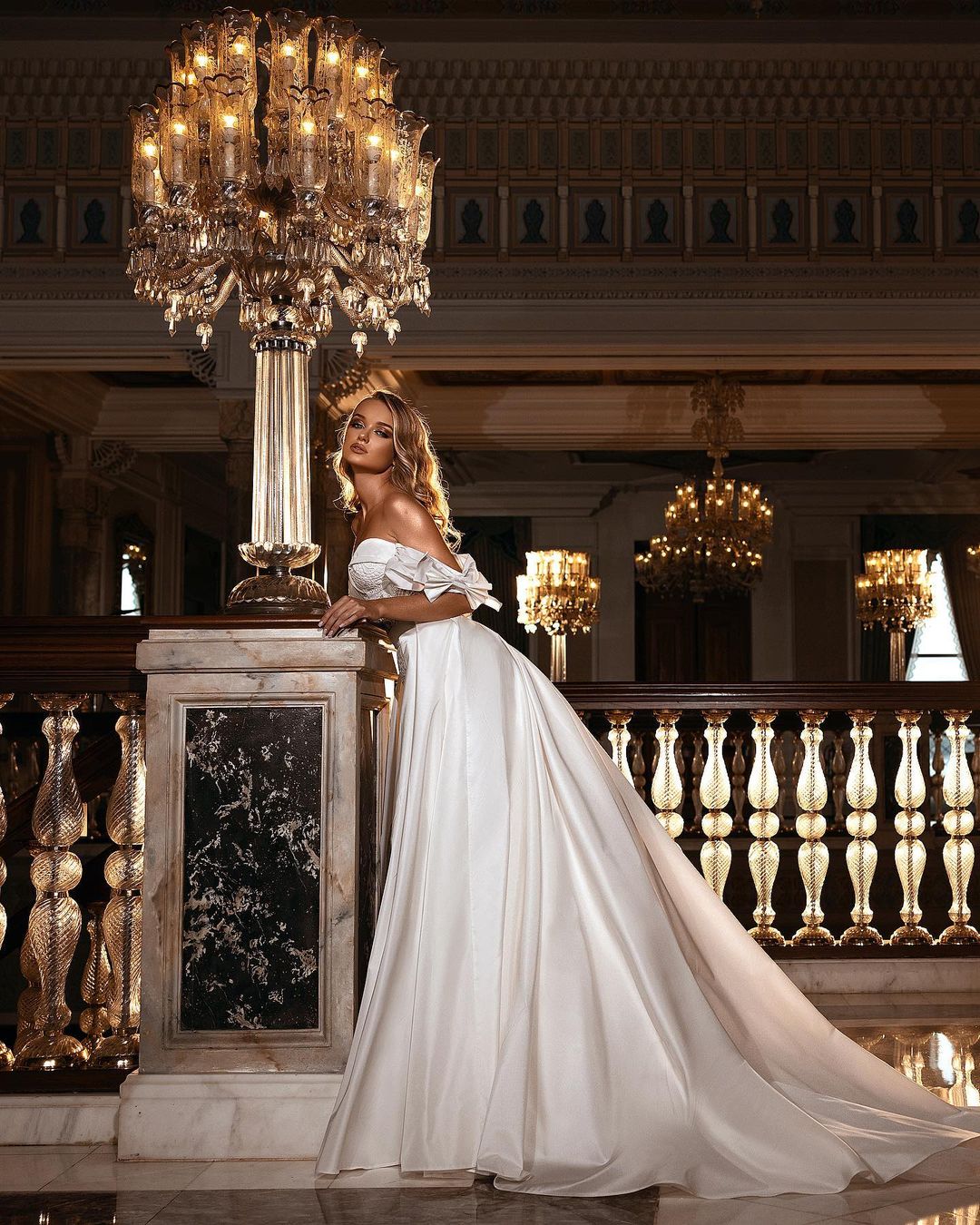 A-Line Off-the-Shoulder Lace Satin Floor-Length Wedding Dress with Sweetheart Appliques