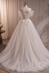 A Line Champagne Wedding Dress Lace Long Formal Evening Dress