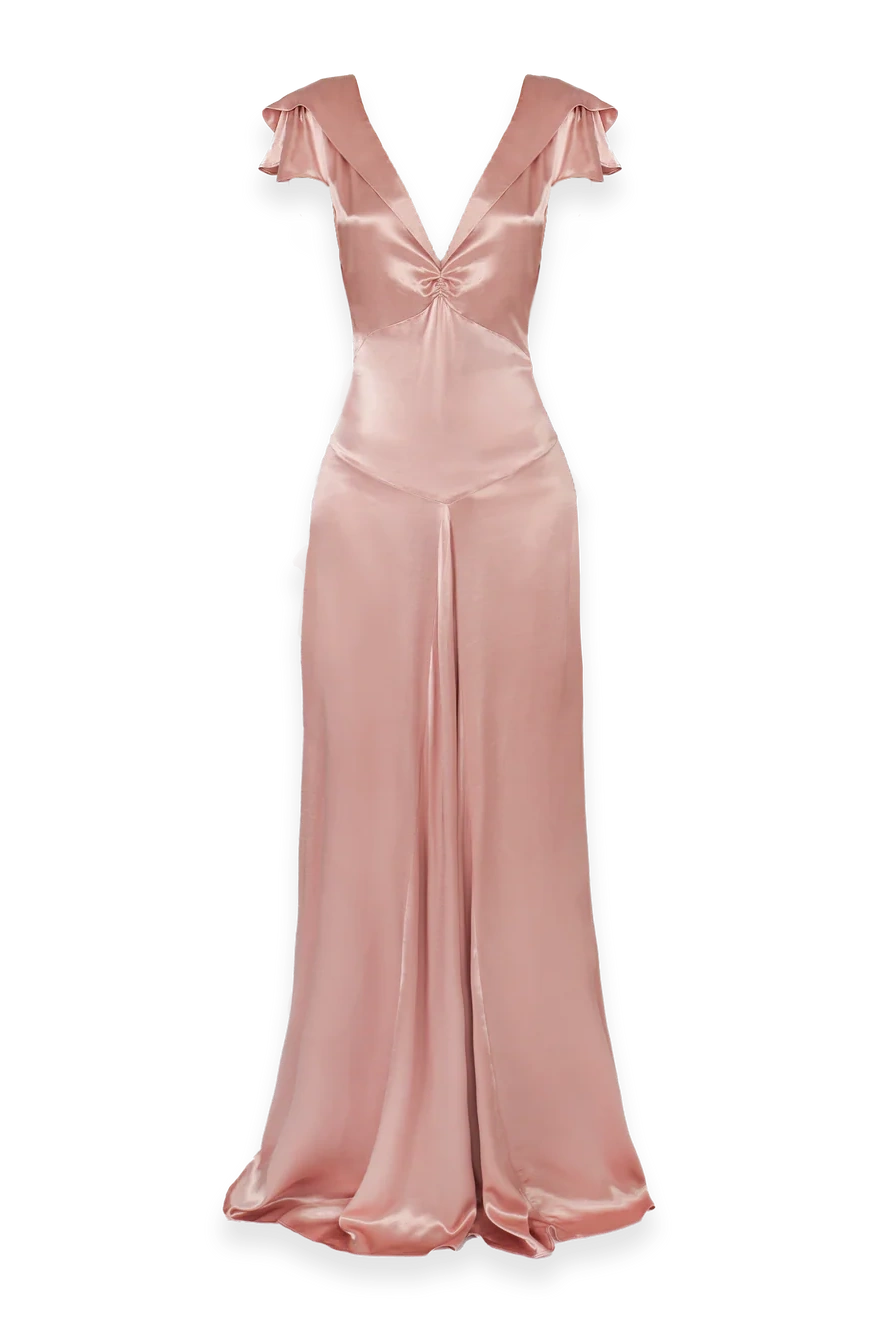 A Line Deep V Neck Yellow Long Party Dress With Open Back Formal Evening Gown